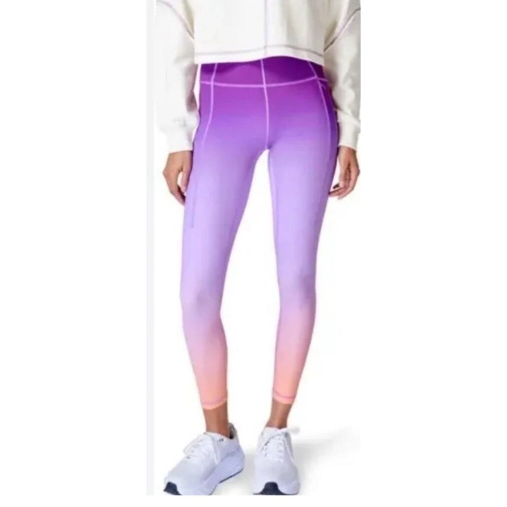 Sweaty Betty Super Soft Ombre Purple Pink Peach 7/8 Length Leggings US 6